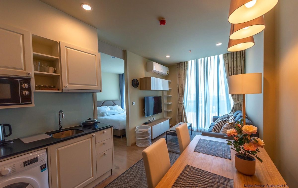For RentCondoSukhumvit, Asoke, Thonglor : Low floor 1 bed 1 bath 35 sqm condo at Noble Recole for rent 30,000THB / month, Sukhumvit Soi 19, Asoke BTS station
