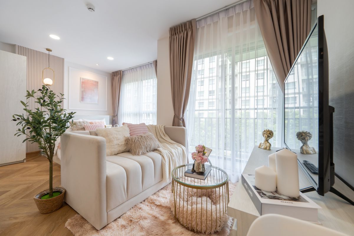 For SaleCondoRattanathibet, Sanambinna : 🏡 Condo for sale in Lumpini Ville Phra Nang Klao-Riverviu Beautiful room, newly decorated in the whole room Just dragging the luggage can go in.