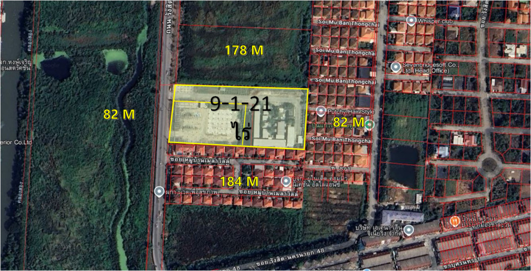 For SaleLandPathum Thani,Rangsit, Thammasat : Land for sale on Rangsit-Nakhon Nayok Road, 9 rai, 1 ngan, 21 sq m, near Future Park and Zeer Rangsit.