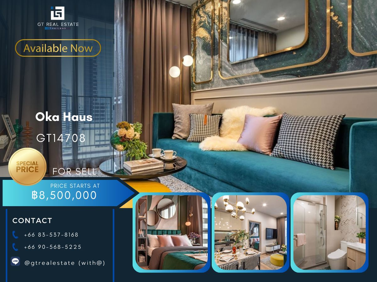For SaleCondoSukhumvit, Asoke, Thonglor : Condo OKA HAUS. Convenient to travel, send a beautiful decorative room. Ready to sell now !!