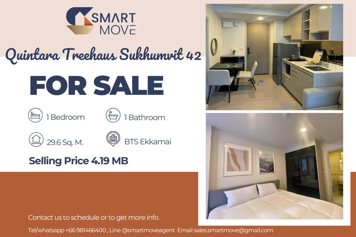 ขายคอนโดสุขุมวิท อโศก ทองหล่อ : 🔥 ขายพร้อมผู้เช่า!!🔥 Code C20240200444..........Quintara Treehaus Sukhumvit 42, 1 ห้องนอน, 1 ห้องน้ำ, แต่งครบ, ราคาพิเศษ!!📣📣