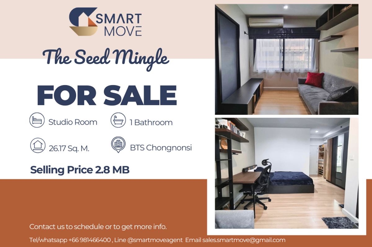 For SaleCondoSathorn, Narathiwat : 🔥 Sale with tenant!!🔥 Code C20231200306..........The Seed Mingle, Studio room, 1 bathroom, furnished, Special Deal!!📣📣