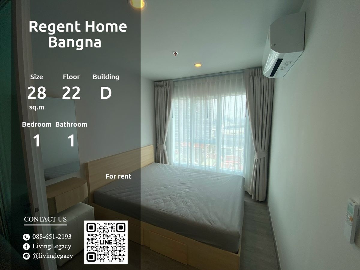 For RentCondoBangna, Bearing, Lasalle : STF0VA Condo Regent Home Bangna 28 sq.m., 22nd floor, D Line ID: @livingLegacy