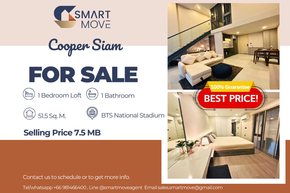 For SaleCondoSiam Paragon ,Chulalongkorn,Samyan : 🔥 Sale with tenant!! High ceiling, rare item!! 🔥 Code C20241100039..........Cooper Siam, 1 bedroom Loft, 1 bathroom, furnished, modern style, Special Deal!!📣📣