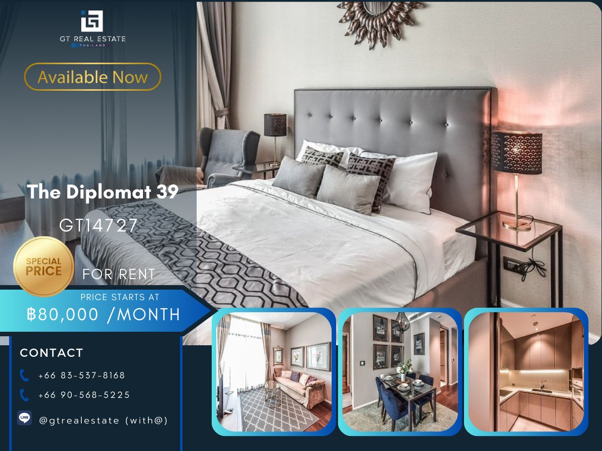 CondoSukhumvit, Asoke, Thonglor : The Diplomat 39 condo is convenient to travel near the BTS Skytrain. There is a beautiful furniture shuttle. Ready !!