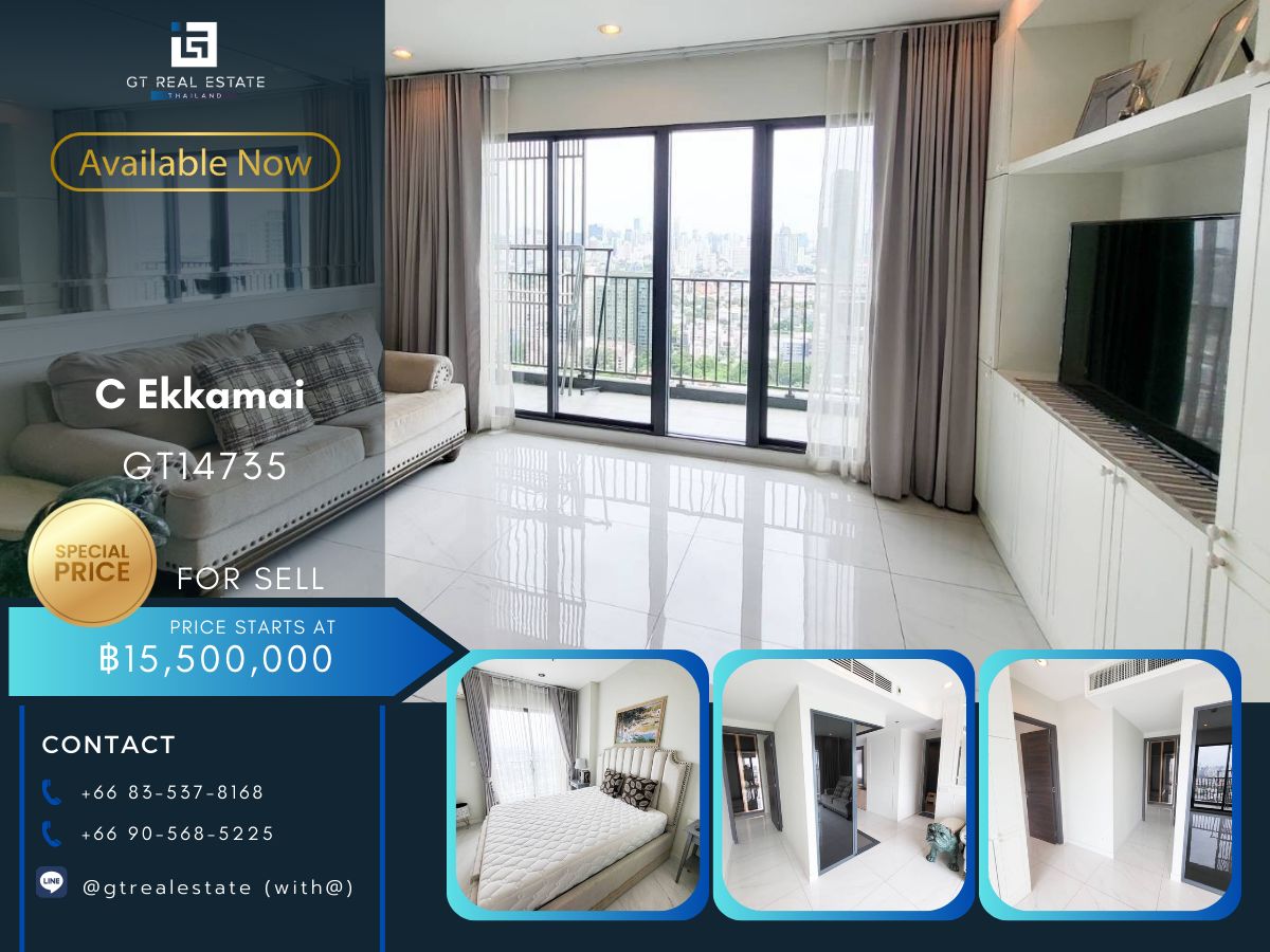 For SaleCondoSukhumvit, Asoke, Thonglor : Condo C Ekkamai Convenient transportation, near BTS, beautiful room for sale with tenants Suitable for investors !!