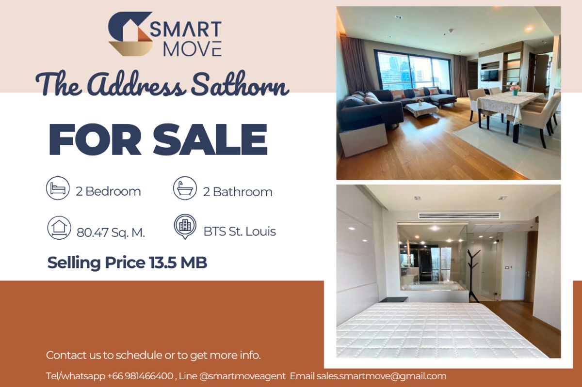 For SaleCondoSathorn, Narathiwat : 🔥 Sale with tenant!!East Facing,  high floor 11++, Rare Item!! 🔥 Code C20221201405..........The Address Sathorn, 2 bedroom, 2 bathroom, furnished, Special Deal!!📣📣