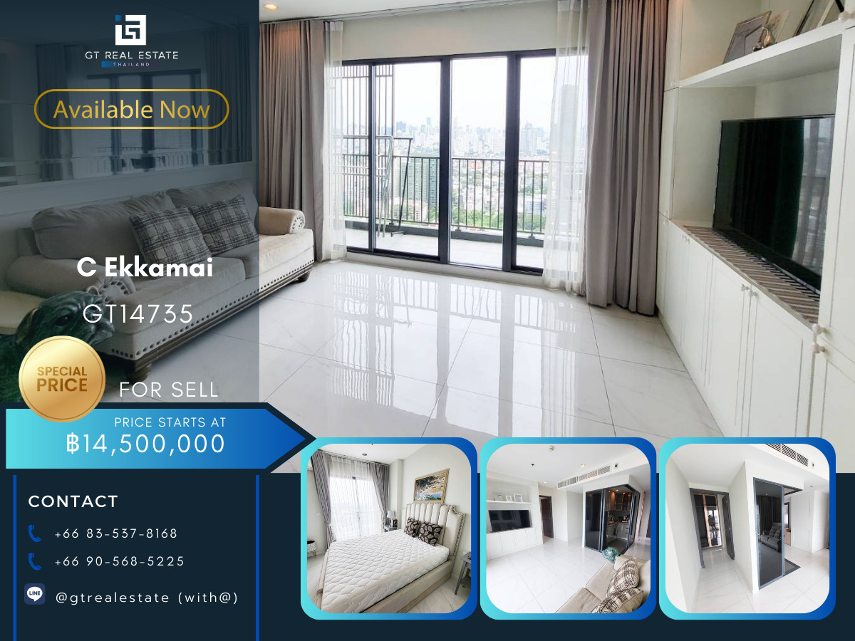 For SaleCondoSukhumvit, Asoke, Thonglor : Condo C Ekkamai Convenient transportation, near BTS, beautiful room for sale with tenants Suitable for investors !!