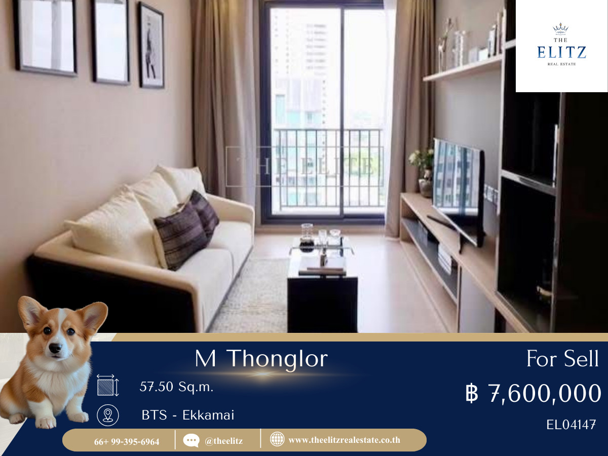 For SaleCondoSukhumvit, Asoke, Thonglor : 🐶🐱 Rare Opportunity! M Thonglor can raise dogs and cats. The price is lighter than you think. Hurry. 💯