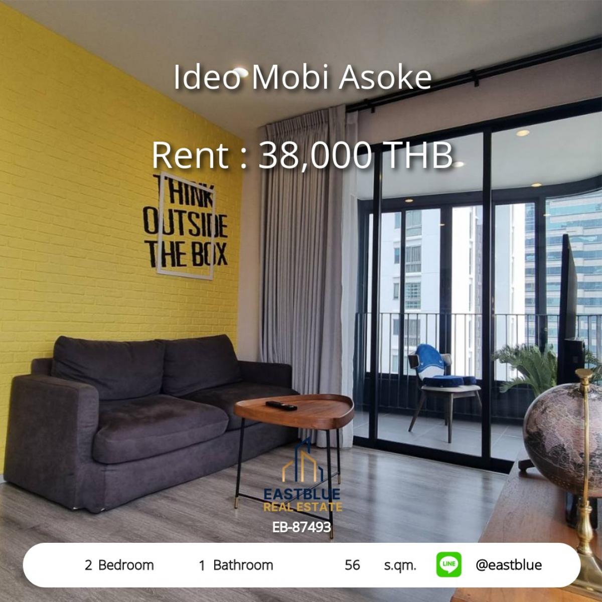 For RentCondoRama9, Petchburi, RCA : ห้องสวย Ideo Mobi Asoke 2 ห้องนอน ใกล้ BTS/MRT 
เช่าเพียง 38,000 บาท/เดือน พร้อมวิว Sky Pool พาโนรามา!