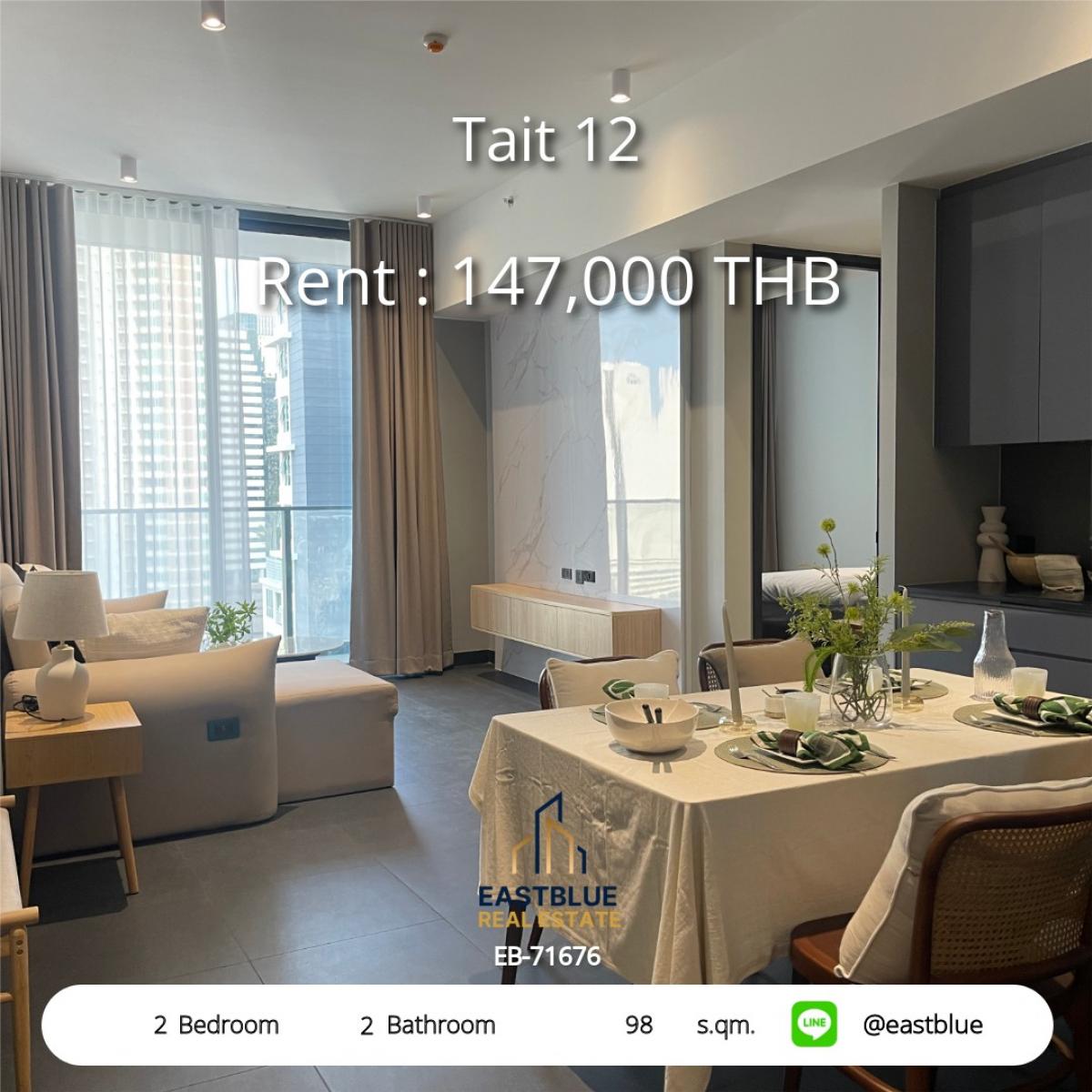 ให้เช่าคอนโดสาทร นราธิวาส : หรูหราใจกลางสีลม! 2 ห้องนอน 147,000 บ./เดือน ใกล้ BTS สะดวกทุกไลฟ์สไตล์ 
Tait 12 คอนโดวิวสวย พร้อมสระว่ายน้ำไร้ขอบและฟิตเนสครบครัน!