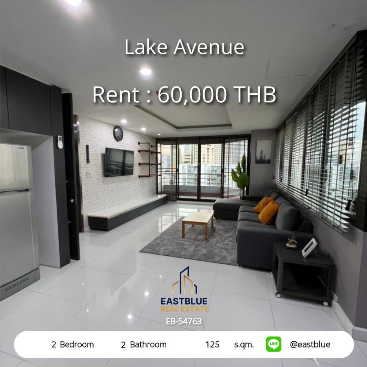 ให้เช่าคอนโดสุขุมวิท อโศก ทองหล่อ : พร้อมอยู่! 2 ห้องนอน 125 ตร.ม. ที่ Lake Avenue ใจกลางอโศก 
เช่าเพียง 60,000 บาท/เดือน ใกล้ BTS/MRT และ Em District!