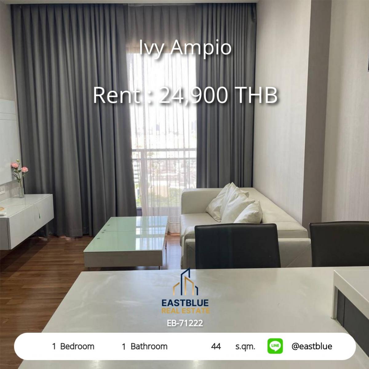 For RentCondoRatchadapisek, Huaikwang, Suttisan : คอนโด Ivy Ampio 1 ห้องนอน ใจกลางรัชดา พร้อมอยู่ 
ใกล้ BTS MRT ไทย Cultural Center แค่ 24,900 บ./ด.!