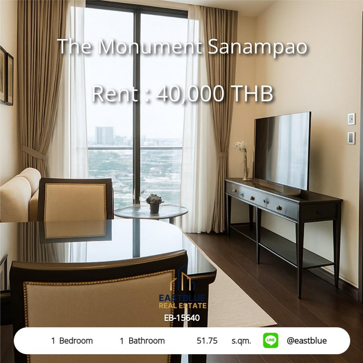 For RentCondoAri,Anusaowaree : เช่าคอนโด The Monument Sanampao 1 นอน 51.75 ตร.ม. ใกล้ BTS สนามเป้า 
พร้อมสิ่งอำนวยความสะดวกครบ เดือนละ 40,000 บาท!