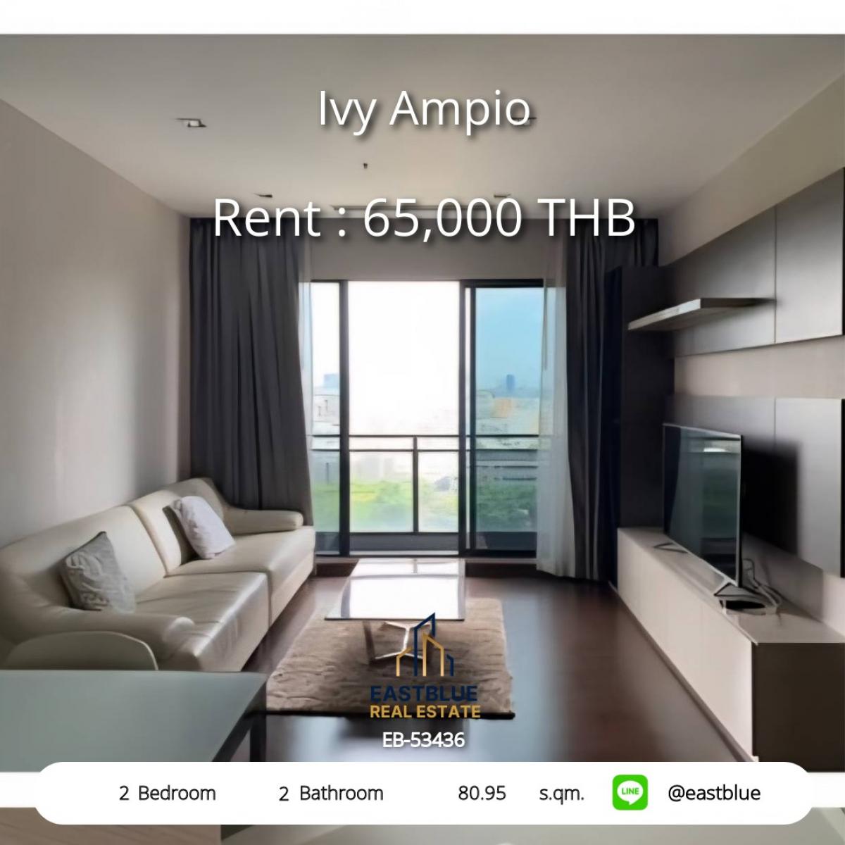 For RentCondoRatchadapisek, Huaikwang, Suttisan : สุดหรู ใจกลางรัชดา! Ivy Ampio 2 ห้องนอน 65,000 บ./ด. 
ใกล้ BTS/MRT ศูนย์วัฒนธรรม พร้อม Sky Pool และฟิตเนสครบ!