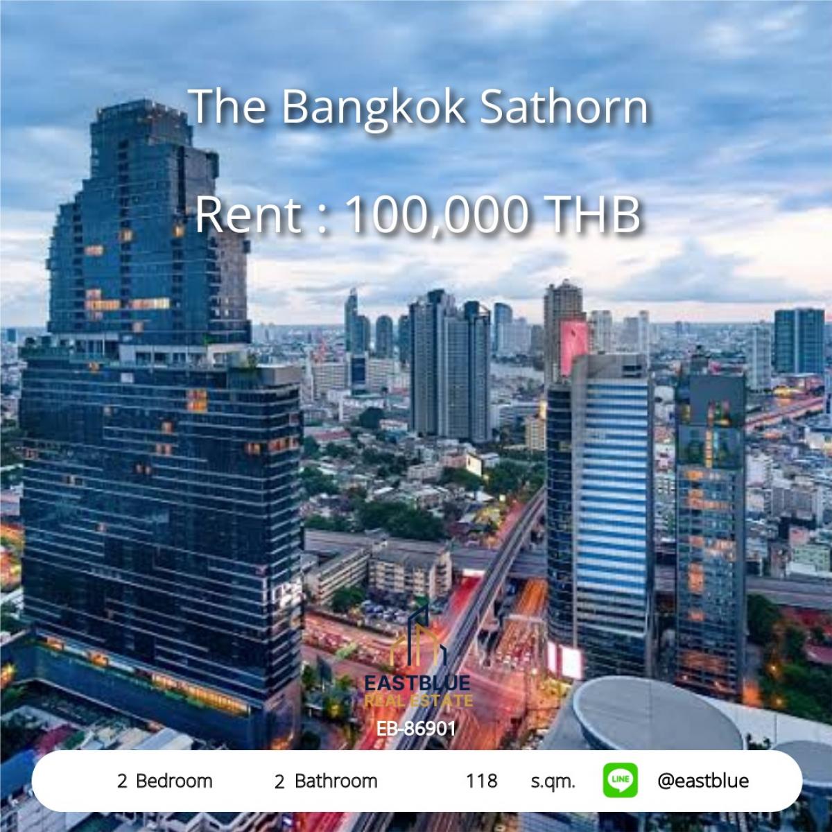 ให้เช่าคอนโดสาทร นราธิวาส : หรูหรากลางสาทร 2 ห้องนอน 118 ตร.ม. พร้อมอยู่ ใกล้ BTS สุรศักดิ์ 
เช่าคอนโด The Bangkok Sathorn เพียง 100,000 บาท/เดือน!