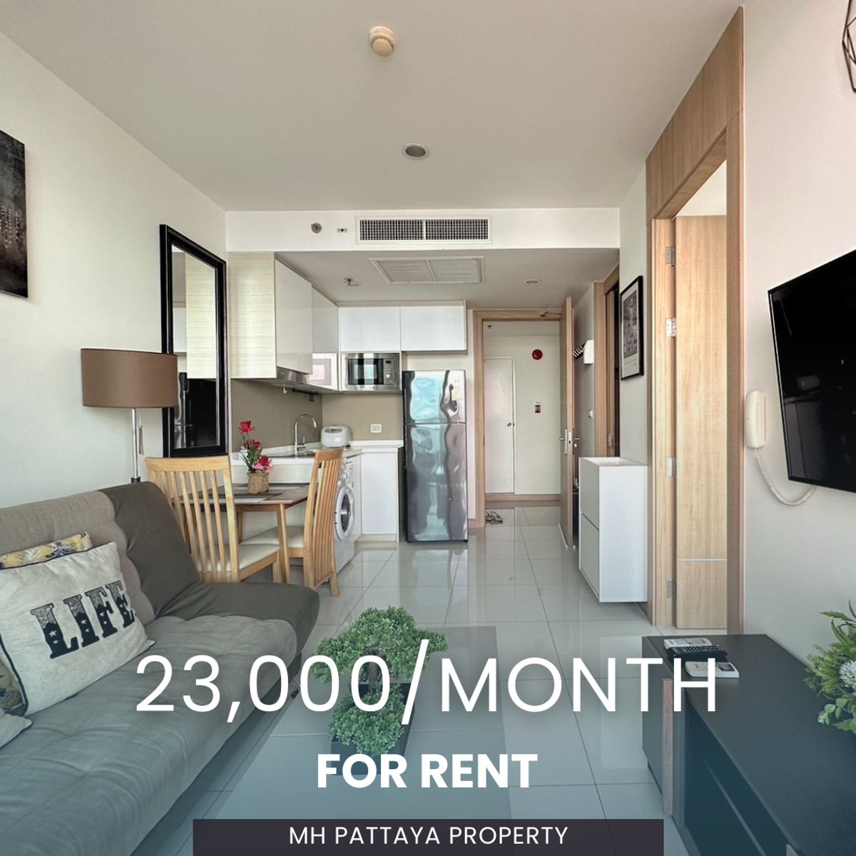For RentCondoPattaya, Bangsaen, Chonburi : 🔥 For Rent - 23,000 THB/Month | 35 SQ.M. | 27th Floor | City & Amp; Sea View 🌊🌆