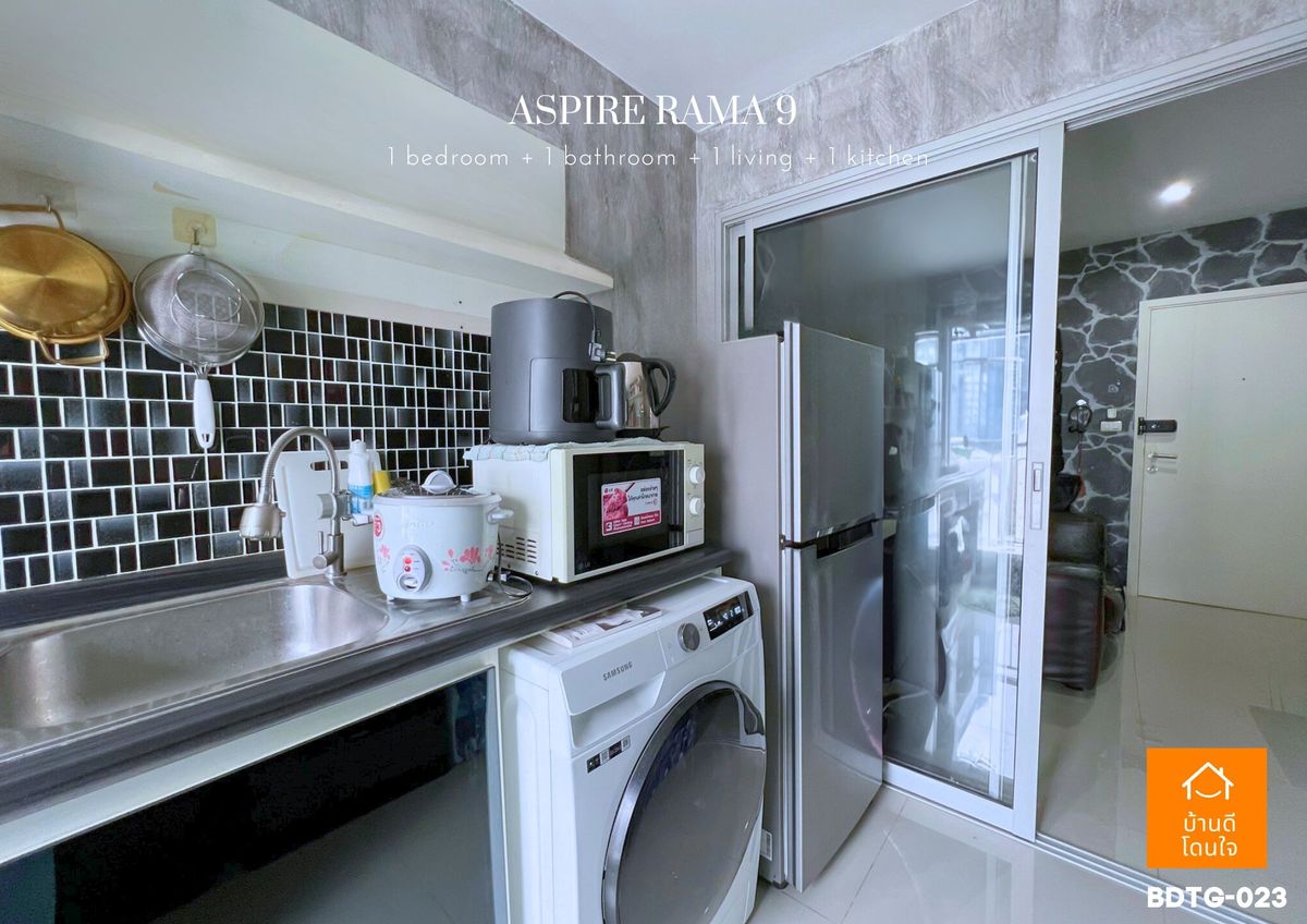 For SaleCondoRama9, Petchburi, RCA : Special Discount! Aspire Rama 9 (32.8 sq.m.) 1 bedroom, 1 bathroom, 300 meters to MRT Rama 9