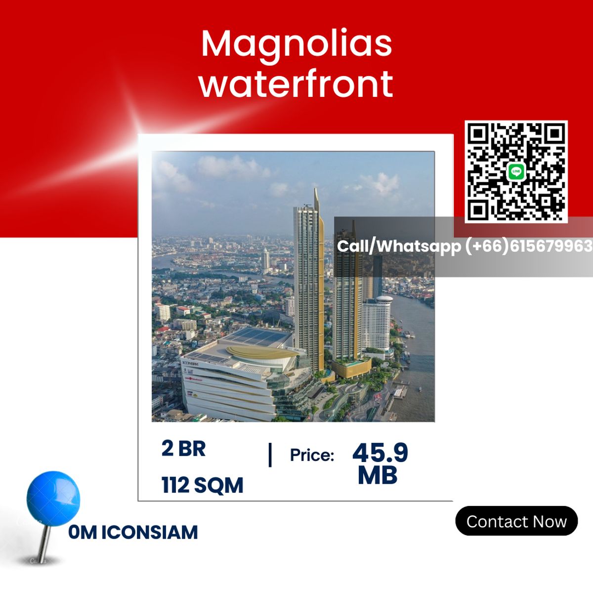 ขายคอนโดวงเวียนใหญ่ เจริญนคร : 🌟 Magnolias Waterfront Residences ICONSIAM – Spacious 2-Bedroom River View Unit 2 Bedrooms | 112 SQM | ฿45.9 Million