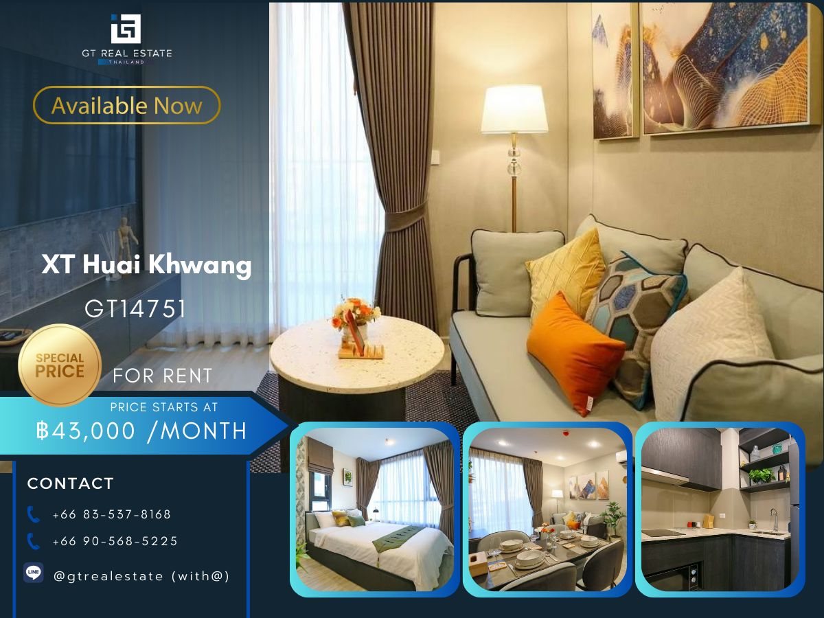 For RentCondoRatchadapisek, Huaikwang, Suttisan : The XT Huai Khwang Condo is convenient to travel near the MAT BTS. There is a beautiful furniture shuttle. Ready!