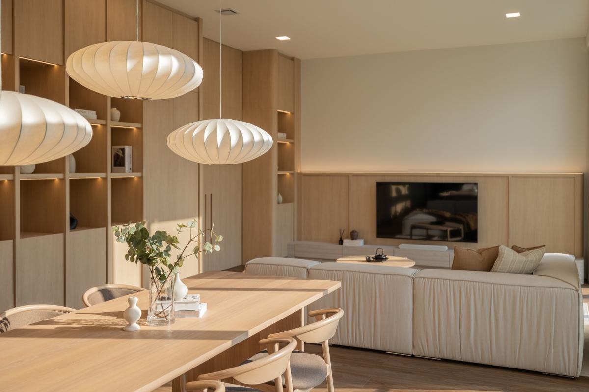 For RentHousePattanakan, Srinakarin : 🔥For urgent rent🔥 Vive Rama 9, 3-story detached house, corner unit, spacious, private, decorated in warm, minimalist tones, fully furnished.