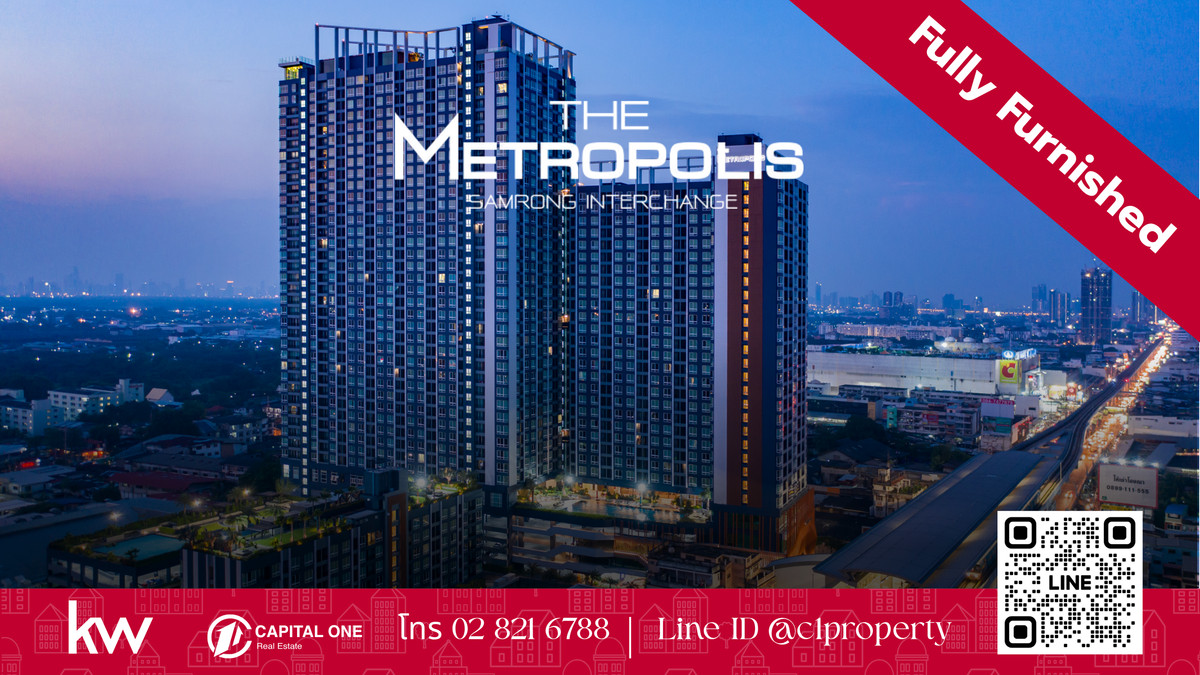 For RentCondoSamut Prakan,Samrong : The Metropolis Samrong - 1 bedroom, garden view with furniture and complete electrical appliances