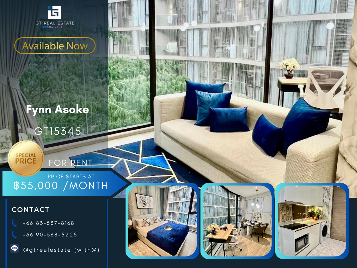ให้เช่าคอนโดสุขุมวิท อโศก ทองหล่อ : คอนโด Fynn Asoke เดินทางสะดวก มีรถรับส่ง ห้องแต่งสวย เฟอร์นิเจอร์ครบ พร้อมอยู่!!
