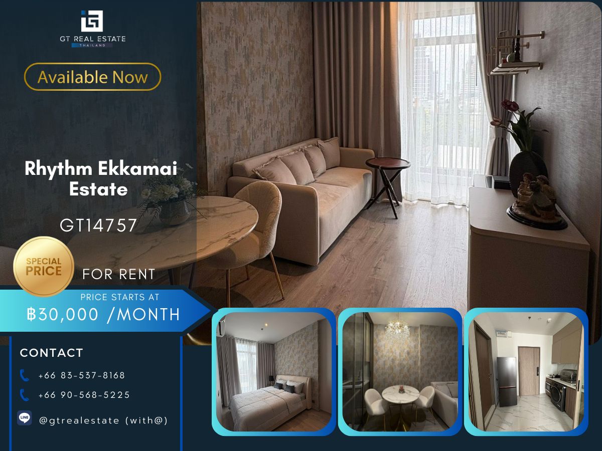 For RentCondoSukhumvit, Asoke, Thonglor : RHYTHM EKKAMAI ESTATE Condo is convenient to travel near the BTS train. There is a beautiful shuttle room, complete furniture ready !!