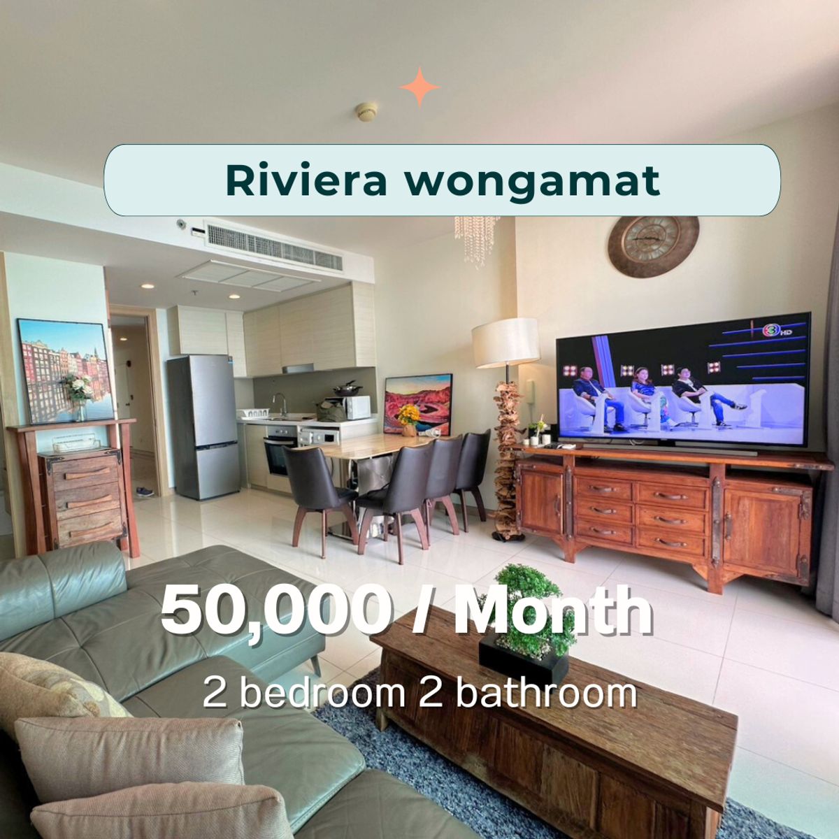 For RentCondoPattaya, Bangsaen, Chonburi : 🔥 For Rent - The Riviera Wongamat Condo, Pattaya 🔥 💰 50,000 THB/Month | 70 SQ.M. | 20th Floor | 🌊 Sea View