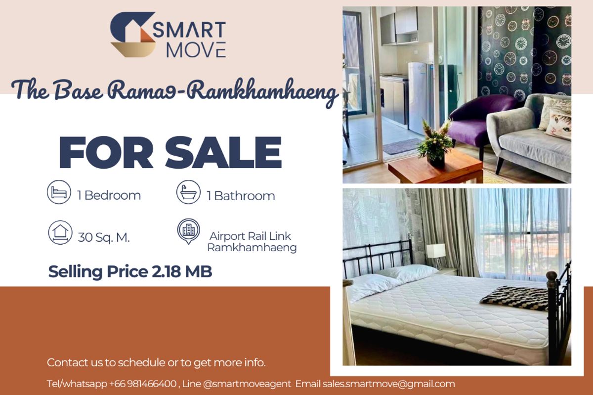 For SaleCondoRama9, Petchburi, RCA : 🔥 Sale with tenant !! high floor 33++, nice view!!🔥 Code C20230206939..........The Base Rama9-Ramkhamhaeng, 1 bedroom, 1 bathroom, furnished, lower than market price 20% 📣📣