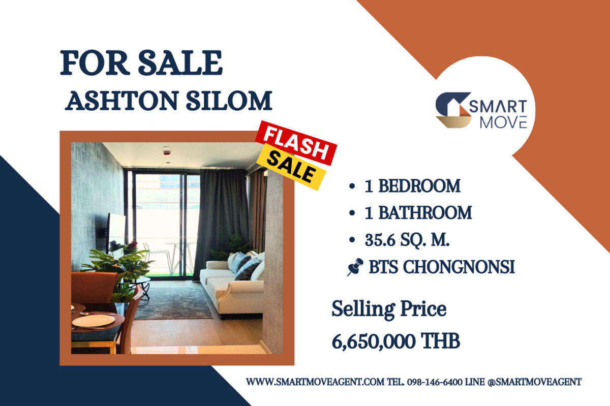 For SaleCondoSilom, Saladaeng, Bangrak : 🔥 For Sale !! high floor 10++,🔥 Code C20221202783..........Ashton Silom, 1 bedroom, 1 bathroom, furnished, Special Deal!!📣📣