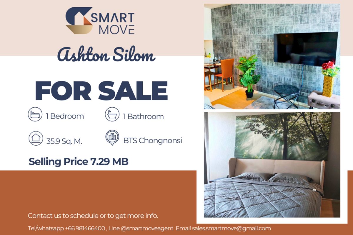 For SaleCondoSilom, Saladaeng, Bangrak : 🔥 For Sale !! high floor 10++,🔥 Code C20221202783..........Ashton Silom, 1 bedroom, 1 bathroom, furnished, Special Deal!!📣📣