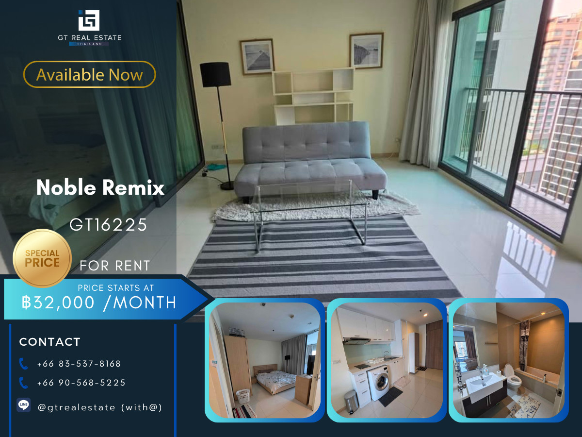 For RentCondoSukhumvit, Asoke, Thonglor : 💎 GT16225 | Noble Remix Condo, convenient travel, next to the BTS Skytrain, has a shuttle, beautiful room, fully furnished, ready to move in!!