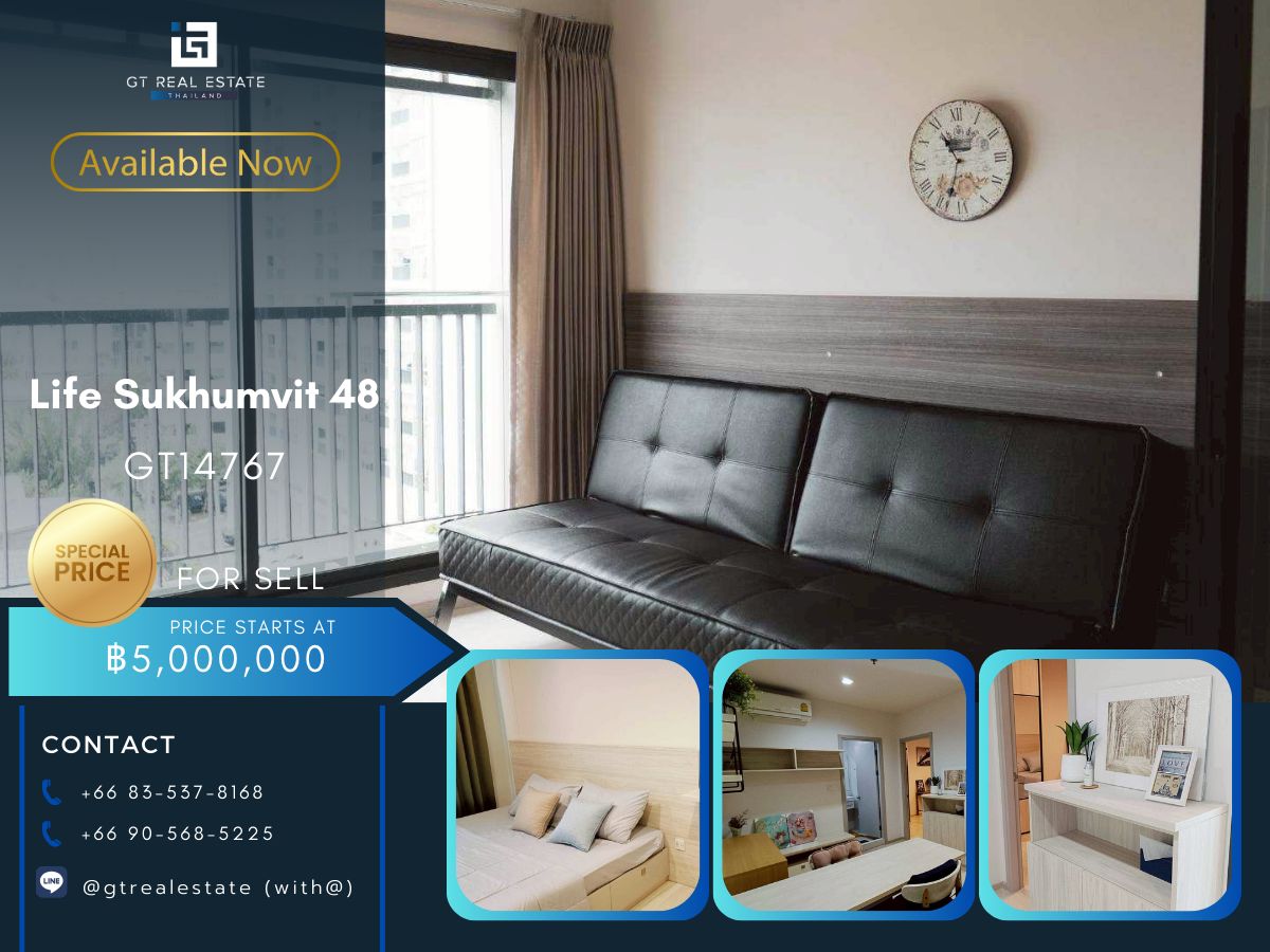 ขายคอนโดอ่อนนุช อุดมสุข : คอนโด Life Sukhumvit 48 เดินทางสะดวก ใกล้รถไฟฟ้าบีทีเอส เฟอร์นิเจอร์ครบ พร้อมขายทันที!