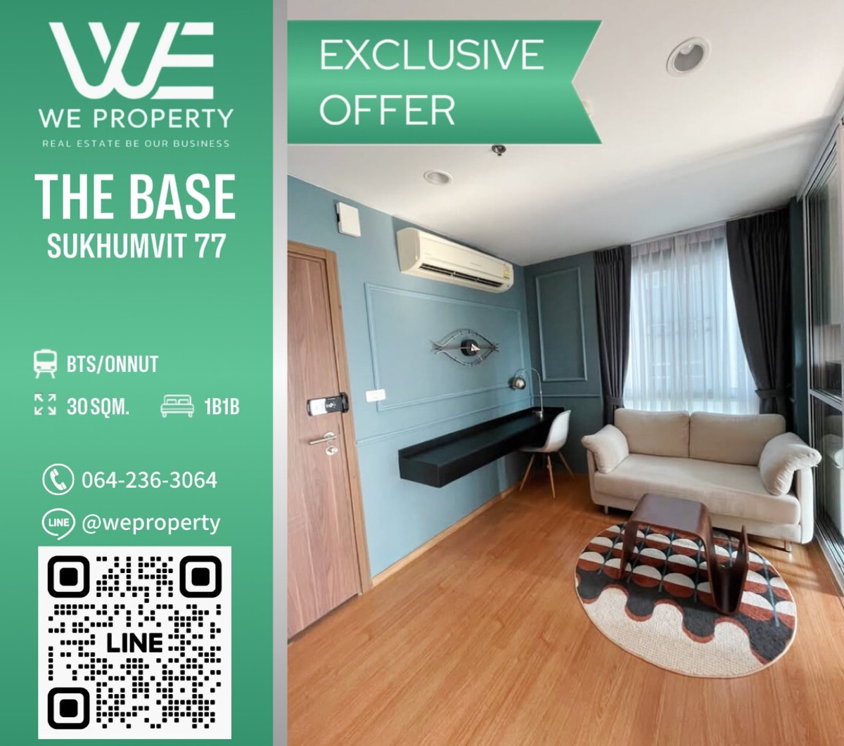 ขายคอนโดอ่อนนุช อุดมสุข : ห้องมุมสวย วิวสระเฟอร์ฯครบราคาดี!!⭐The Base Sukhumvit 77 (เดอะ เบส สุขุมวิท 77)