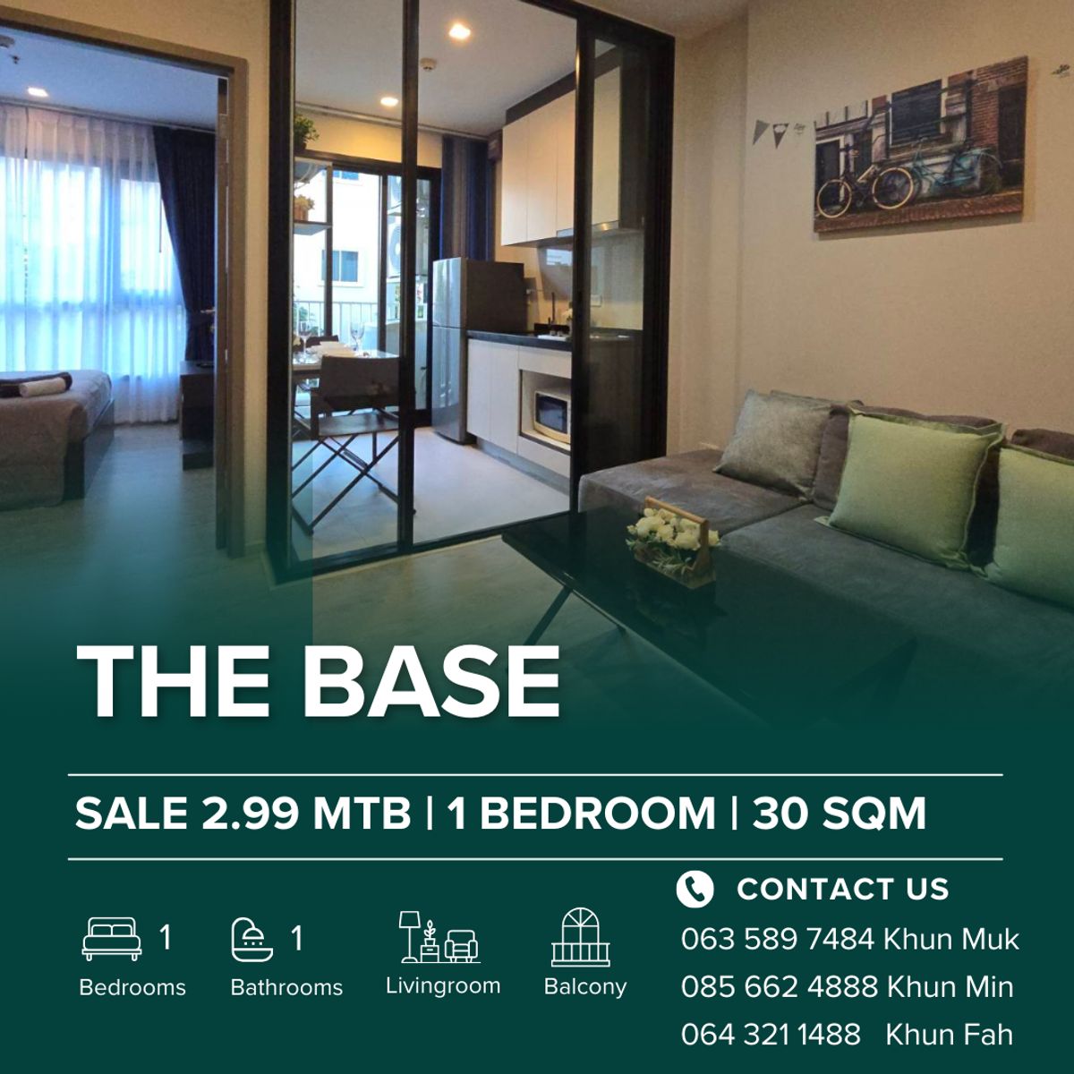 ขายคอนโดพัทยา บางแสน ชลบุรี สัตหีบ : ✨ Hot Deal Alert! ✨🔥 THE BASE – 1 Bedroom | 2.99 MB | 30 Sqm