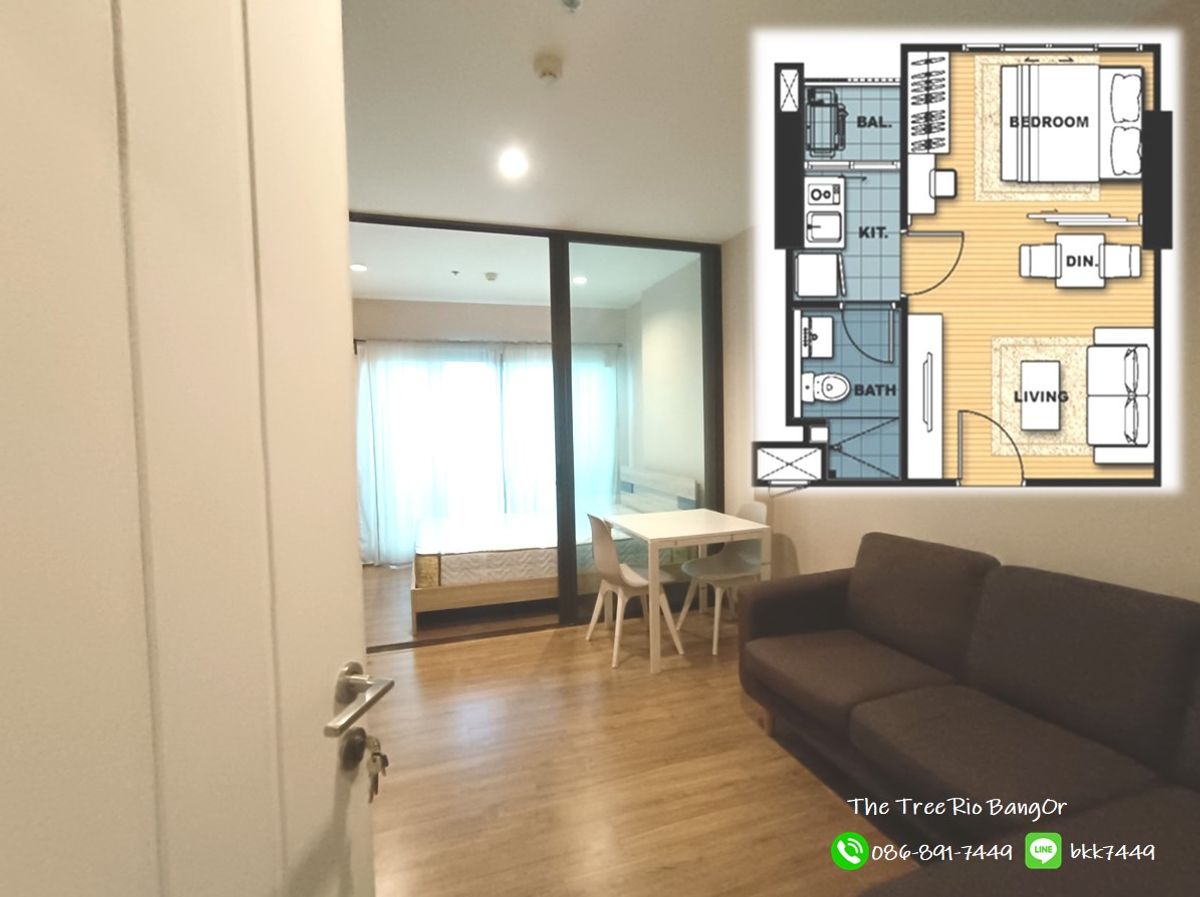 For SaleCondoPinklao, Charansanitwong : ✅✅ Sell Condo Room, Tree Rio, Bang Or 1, 1 Blell, 1 water, 31 sqm. Floor 9, Bang O Skytrain Station Less price
