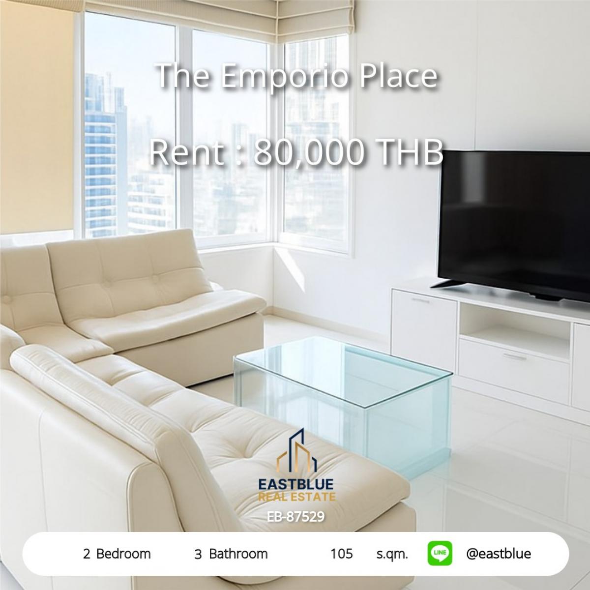 For RentCondoSukhumvit, Asoke, Thonglor : Luxury 2BR Condo @ The Emporio Place ใจกลางพร้อมพงษ์ 
ใกล้ BTS, สระว่ายน้ำ, ฟิตเนส พร้อมอยู่ 80,000 บาท/เดือน!