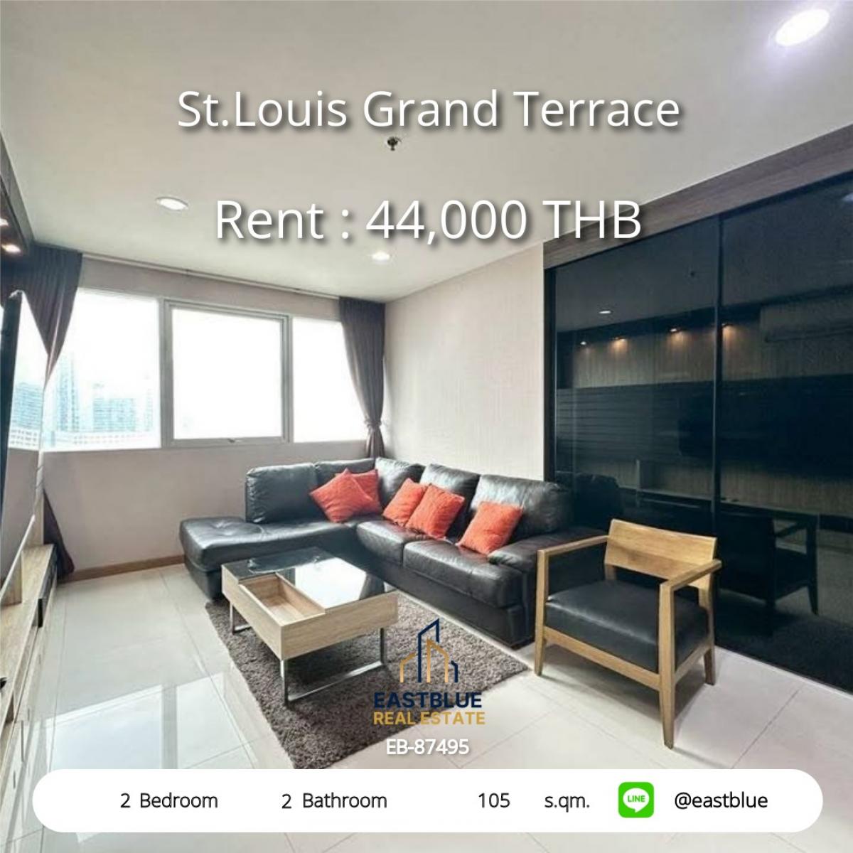 ให้เช่าคอนโดสาทร นราธิวาส : Luxury 2 Bed Condo Near BTS Saint Louis – Spacious 105 sqm, Only 44,000 THB/month! 
St. Louis Grand Terrace พร้อมสิ่งอำนวยความสะดวกครบครัน ใจกลางพระราม 3!