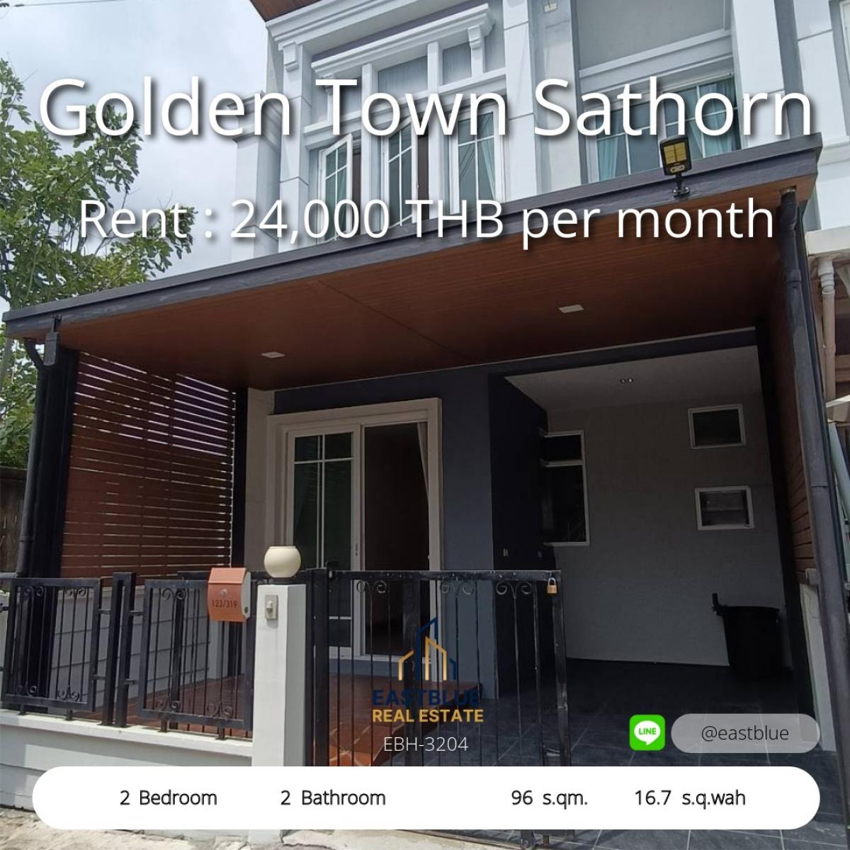 ให้เช่าทาวน์โฮมท่าพระ ตลาดพลู วุฒากาศ : บ้านแปลงริม Golden Town Sathorn เริ่ม 24,000 บาท/เดือน 
Corner Unit Golden Town Sathorn, Rent 24,000 THB/month, Ready to Move In!