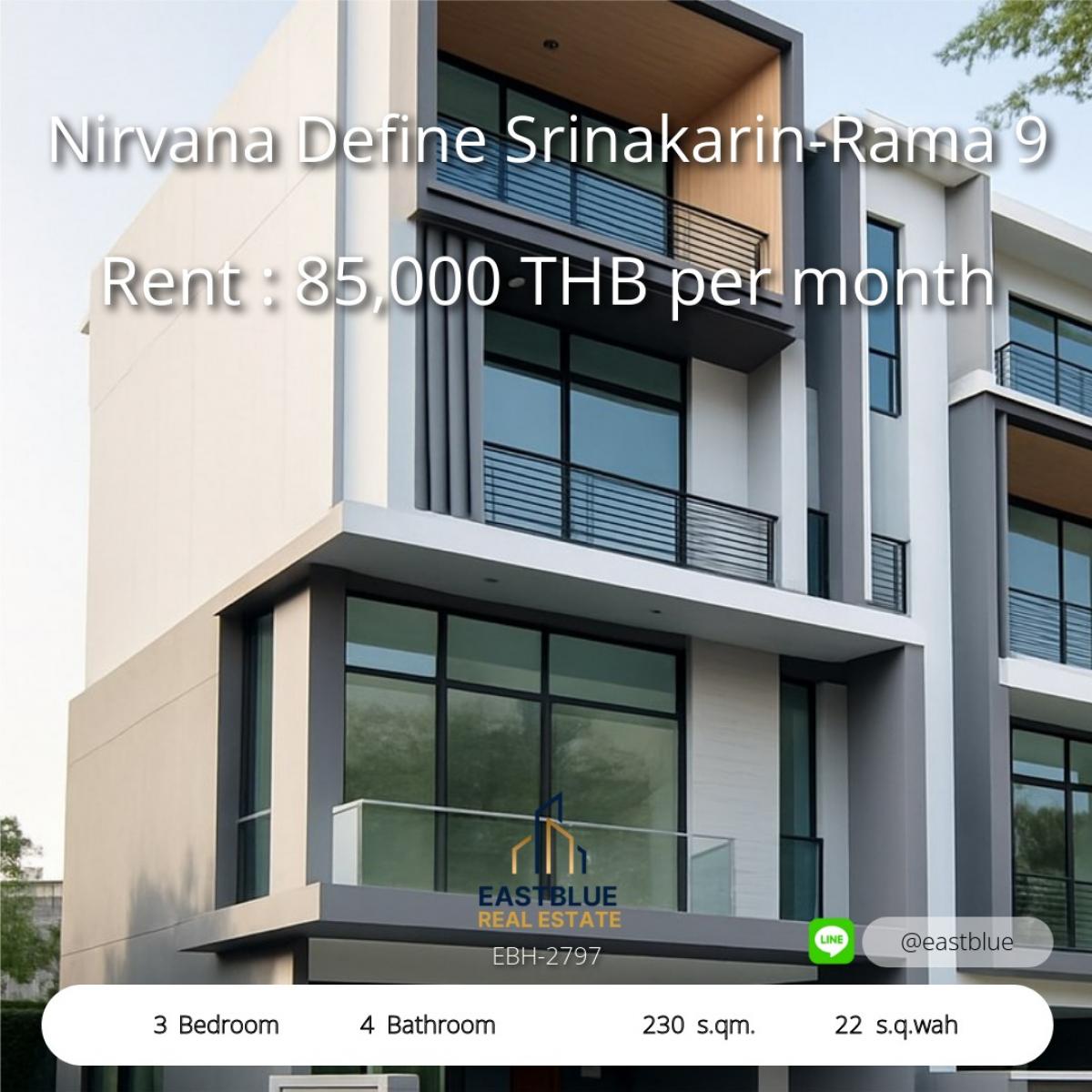ให้เช่าทาวน์โฮมพัฒนาการ ศรีนครินทร์ : บ้านหรู 3 ห้องนอน ใจกลางศรีนครินทร์-พระราม 9 
Luxurious 3-Bedroom Home in Prime Srinakarin-Rama 9 Location