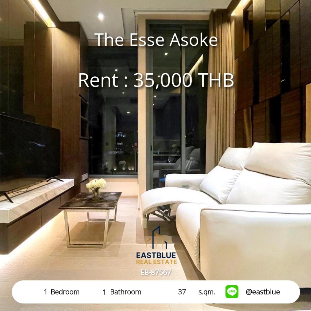 ให้เช่าคอนโดสุขุมวิท อโศก ทองหล่อ : เช่าคอนโด The Esse Asoke 1 ห้องนอน ใกล้ BTS/MRT 
35,000 ฿/เดือน พร้อมสิ่งอำนวยความสะดวกครบครัน!