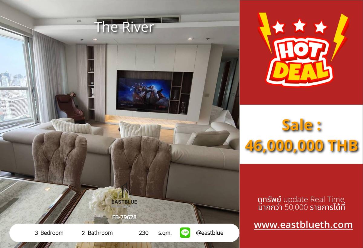 For SaleCondoWongwianyai, Charoennakor : Actual price includes expenses: The River, a luxury condo with 3 bedrooms on the Chao Phraya River, price 46 million. 
Near BTS Krung Thonburi with complete amenities!
