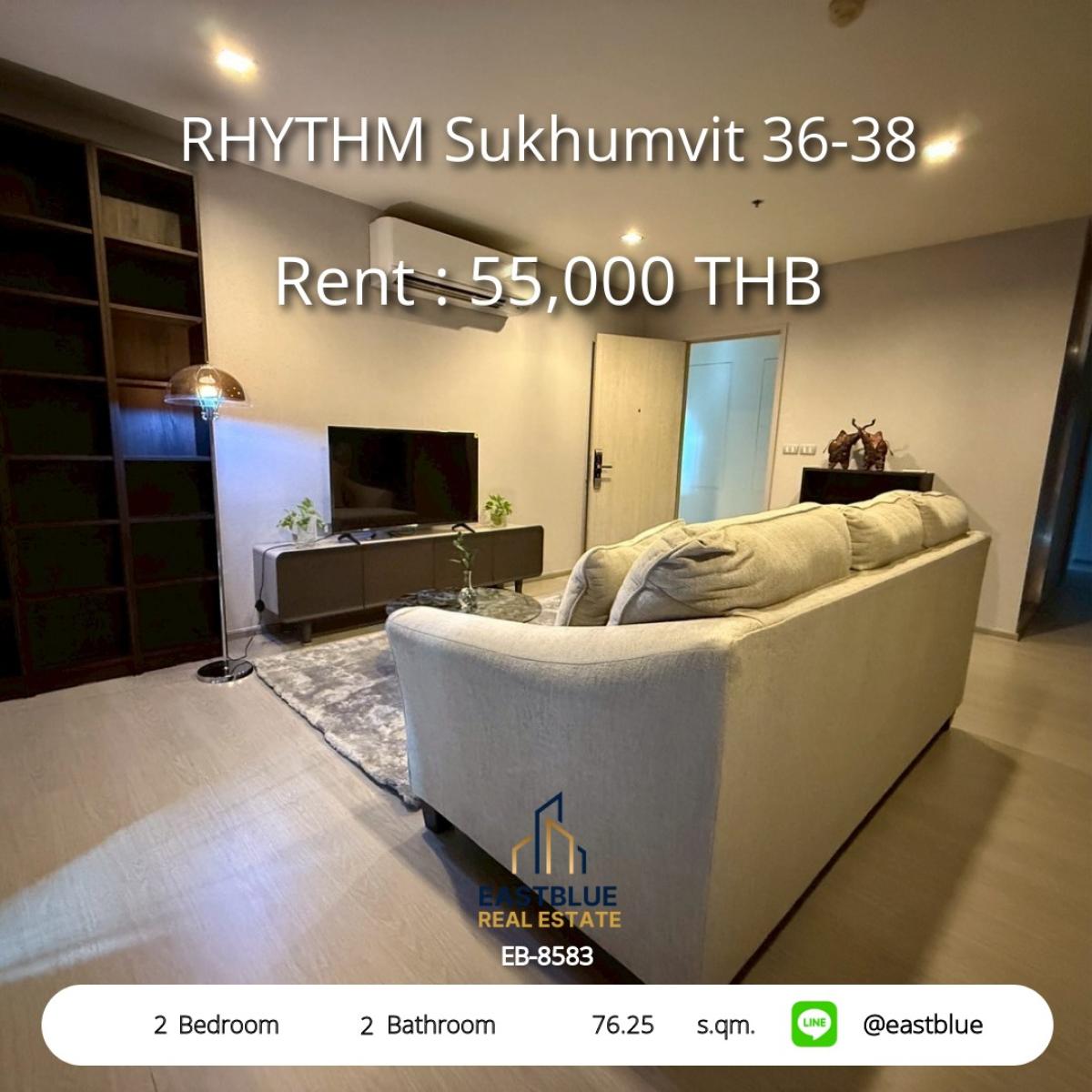 ให้เช่าคอนโดสุขุมวิท อโศก ทองหล่อ : เช่าคอนโด RHYTHM Sukhumvit 36-38 สุดหรู 2 ห้องนอน ใกล้ BTS ทองหล่อ 
เพียง 55,000 บาท/เดือน พร้อมสิ่งอำนวยความสะดวกครบครัน!
