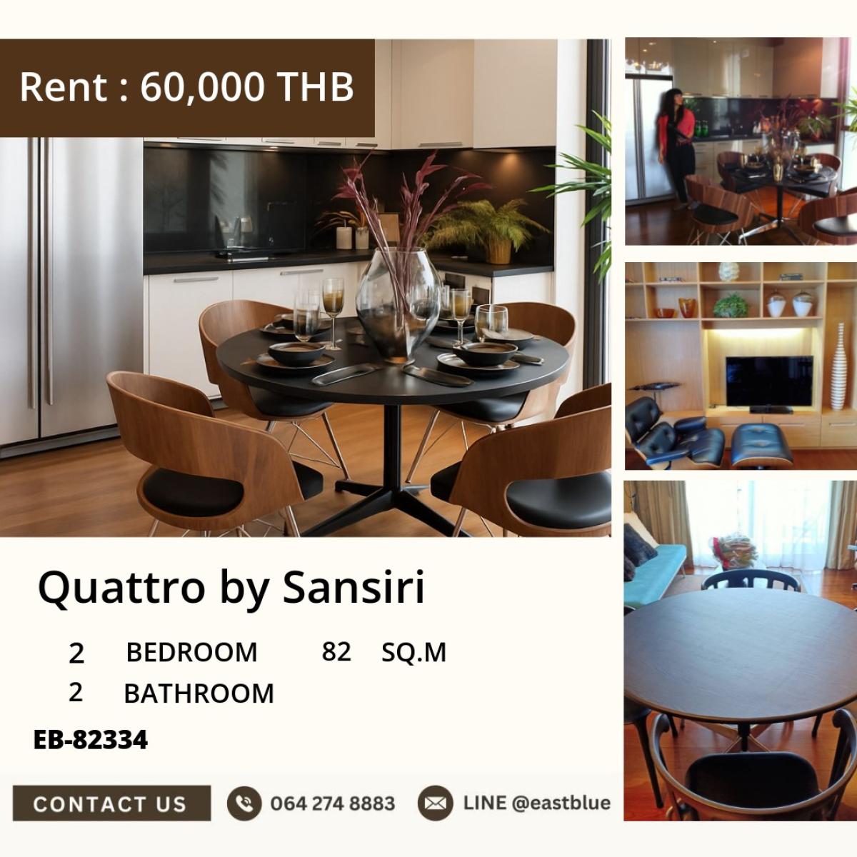 ขายคอนโดสุขุมวิท อโศก ทองหล่อ : 24/03/2026, ขาย-เช่าคอนโด Quattro by Sansiri 2 นอน ใจกลางทองหล่อ 
ใกล้ BTS ทองหล่อ Market Place เพียง 30 ม. เริ่ม 16.2 ล. / เช่า 60,000 บ. 0642748883