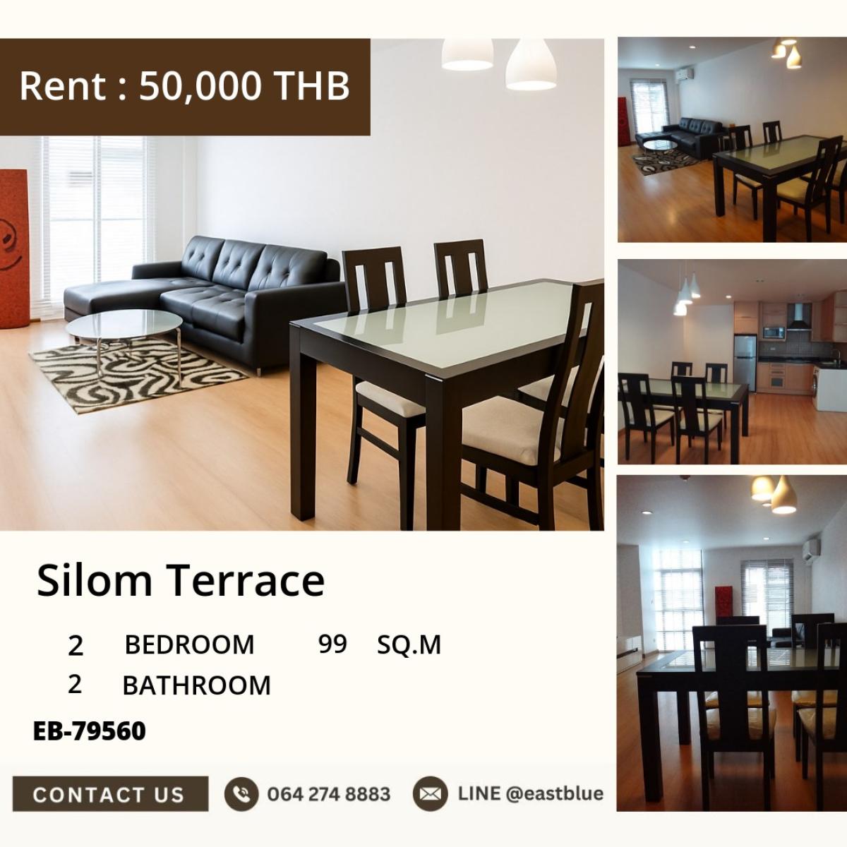 ให้เช่าคอนโดสีลม ศาลาแดง บางรัก : 03/04/2026, เช่าคอนโด Silom Terrace ใจกลางสาทร 2 ห้องนอน 99 ตร.ม. 
ใกล้ BTS/MRT ศาลาแดง ราคาเพียง 50,000 บาท/เดือน! 0642748883