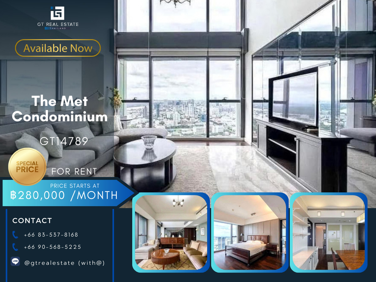 For RentCondoSathorn, Narathiwat : Luxury condo at The MET, convenient to travel, near the electric train, beautiful decoration room, tall building view, complete furniture Ready to rent !!