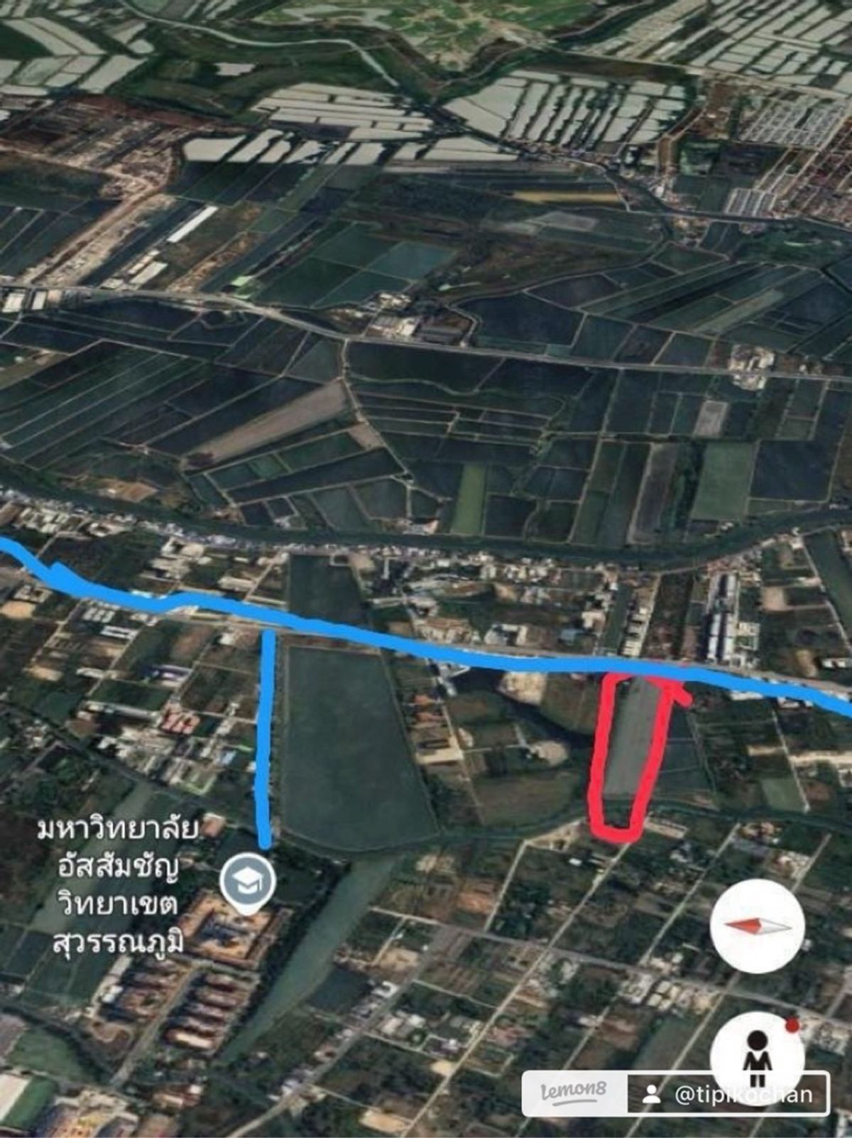 For SaleLandBangna, Bearing, Lasalle : Land for sale 31Rai next to the road near ABAC university Bangna 