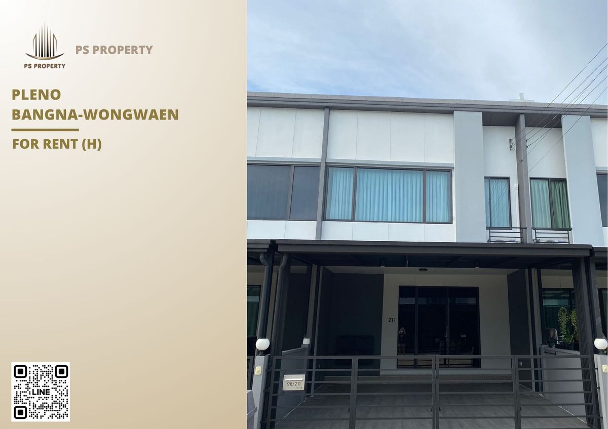 For RentTownhomeBangna, Bearing, Lasalle : Townhouse for rent ✨ Pleno Bangna-Wongwaen ✨ 3 bedrooms, 2 bathrooms, fully furnished and equipped with appliances