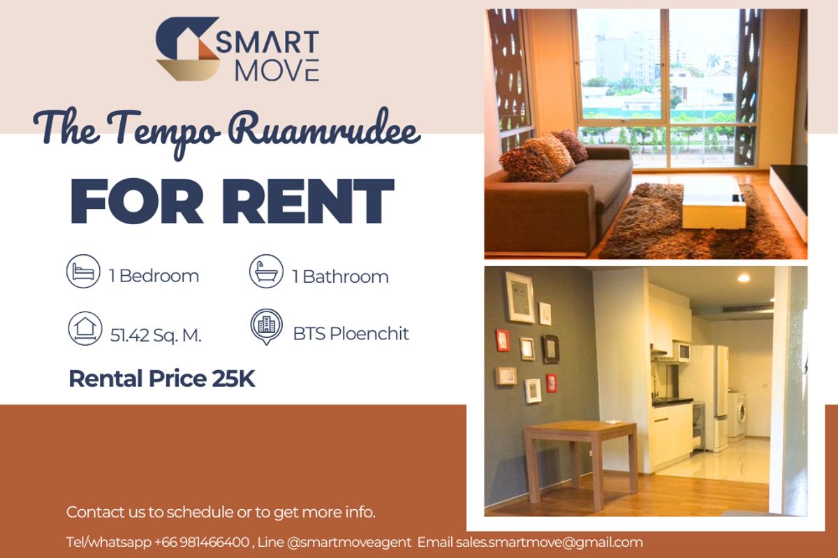 For RentCondoWitthayu, Chidlom, Langsuan, Ploenchit : 🔥 For Rent !!🔥 Code C20230210187..........The Tempo Ruamrudee, 1 bedroom, 1 bathroom, furnished, ready to move in 📣📣